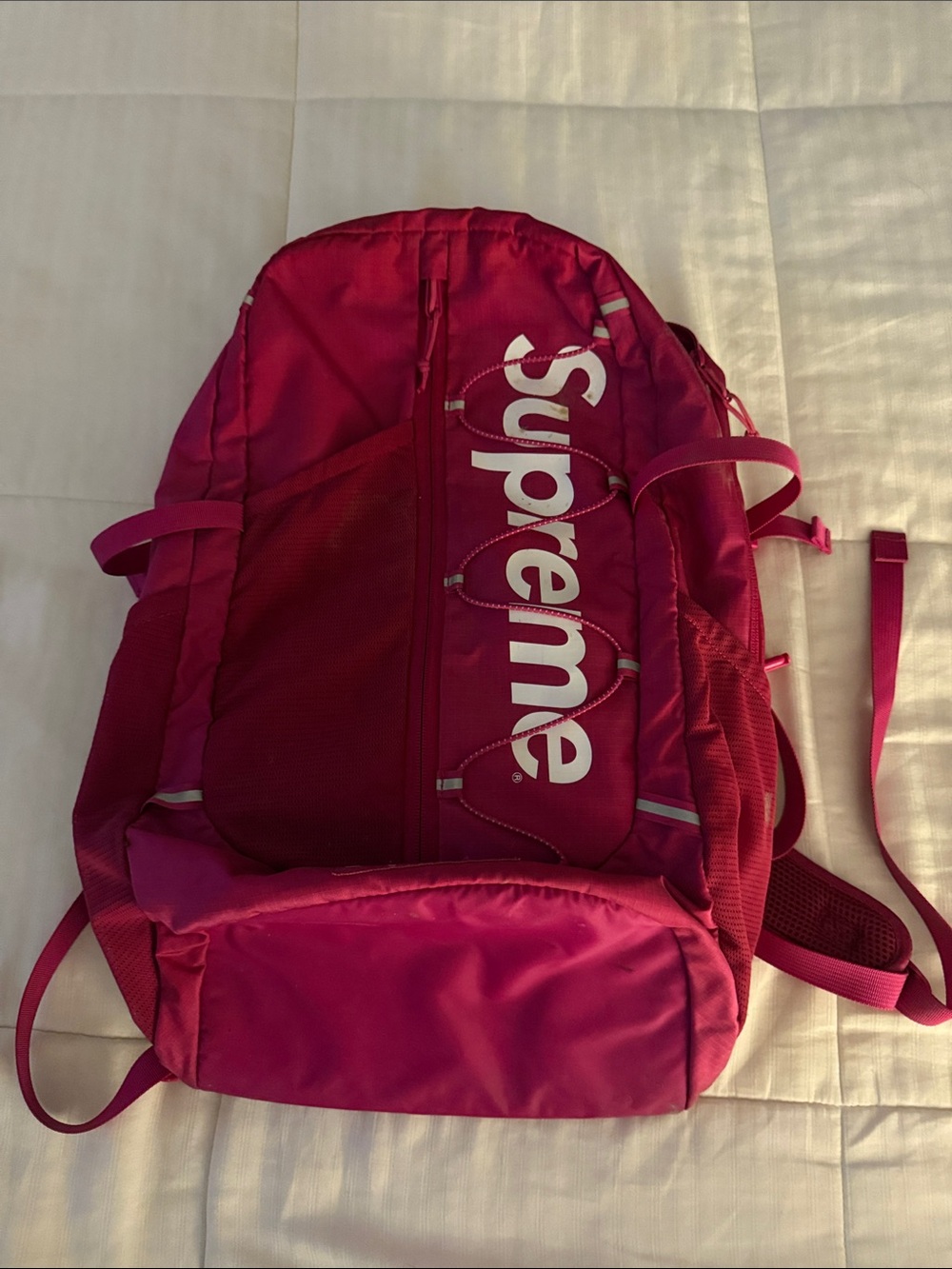 Supreme Pink Vertical Logo Backpack